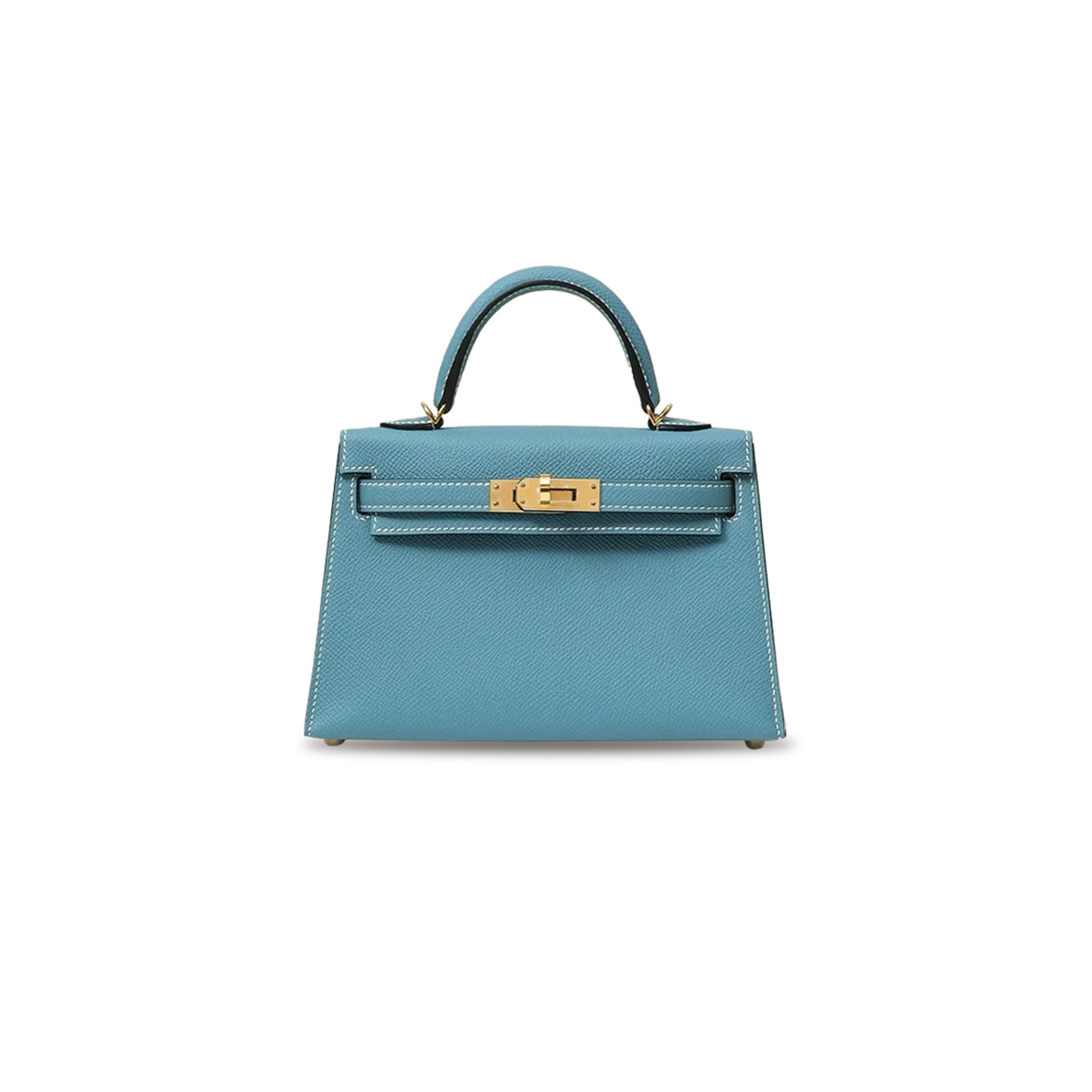 HERMÈS MASTER MINI KELLY II EPSOM DUCK BLUE GOLD BUCKLE (19*12*5.5cm) 